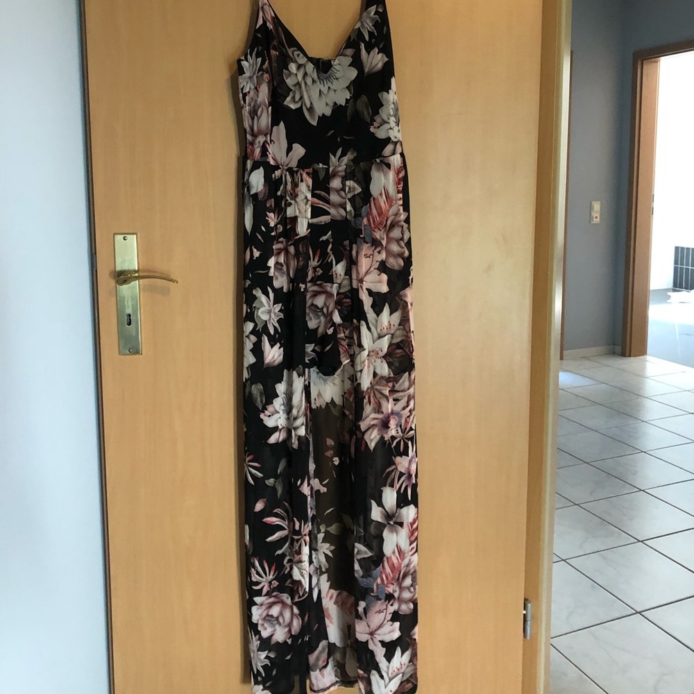 Floral print dress/shorts romper